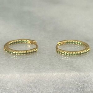 Gold Green Wrap Around Crystal Hoop Earrings 

Brand New
